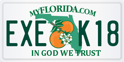 FL license plate EXEK18