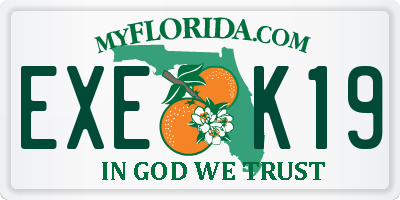 FL license plate EXEK19