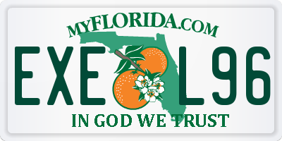 FL license plate EXEL96