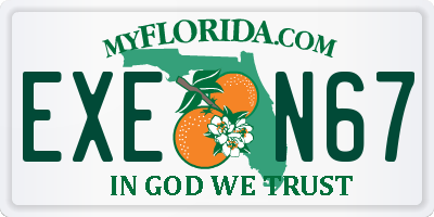 FL license plate EXEN67