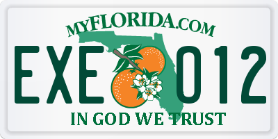 FL license plate EXEO12