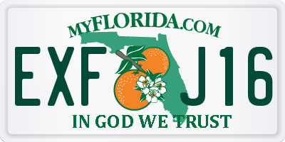 FL license plate EXFJ16