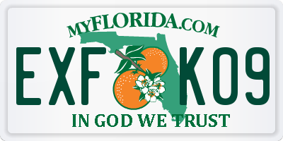 FL license plate EXFK09