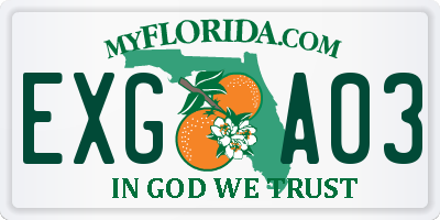 FL license plate EXGA03