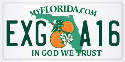 FL license plate EXGA16