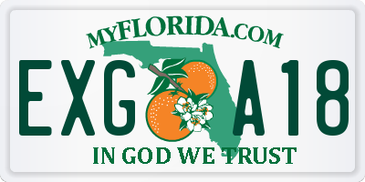 FL license plate EXGA18