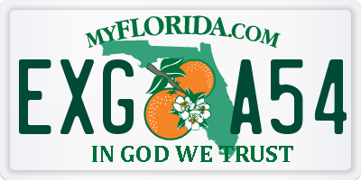 FL license plate EXGA54