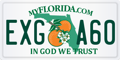 FL license plate EXGA60