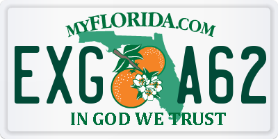 FL license plate EXGA62