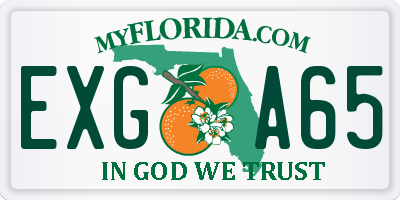 FL license plate EXGA65