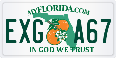 FL license plate EXGA67