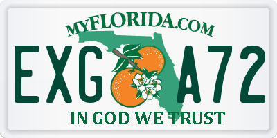 FL license plate EXGA72