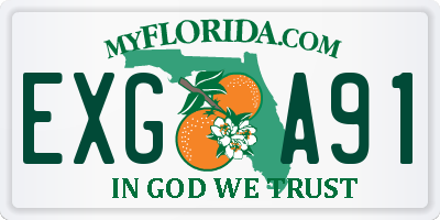 FL license plate EXGA91