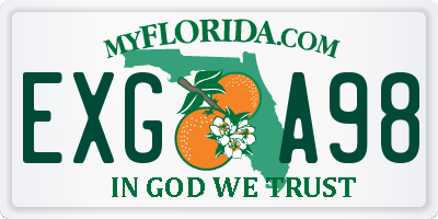 FL license plate EXGA98
