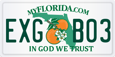 FL license plate EXGB03