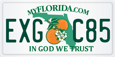 FL license plate EXGC85