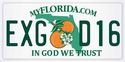 FL license plate EXGD16
