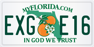 FL license plate EXGE16