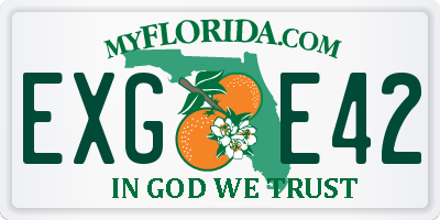 FL license plate EXGE42