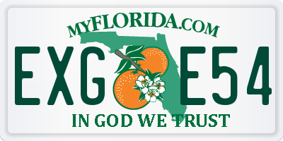 FL license plate EXGE54