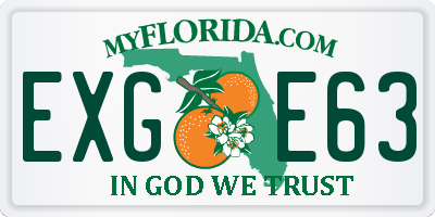 FL license plate EXGE63