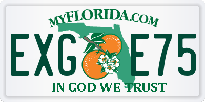 FL license plate EXGE75
