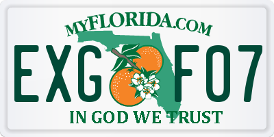FL license plate EXGF07