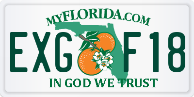 FL license plate EXGF18