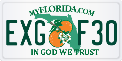 FL license plate EXGF30