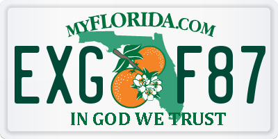 FL license plate EXGF87