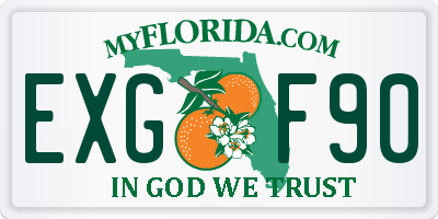 FL license plate EXGF90