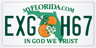 FL license plate EXGH67