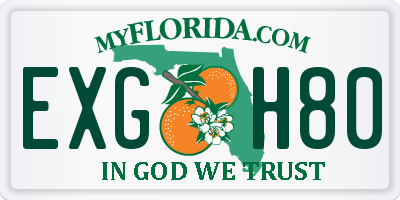 FL license plate EXGH80