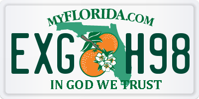 FL license plate EXGH98