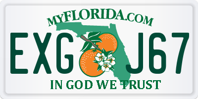 FL license plate EXGJ67
