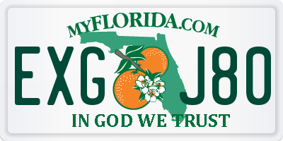 FL license plate EXGJ80