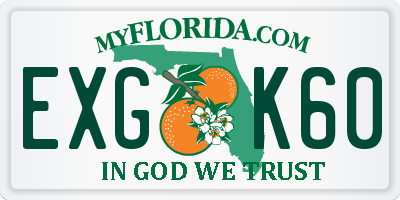 FL license plate EXGK60