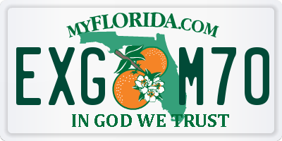 FL license plate EXGM70
