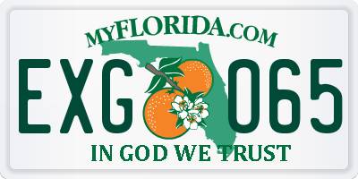 FL license plate EXGO65