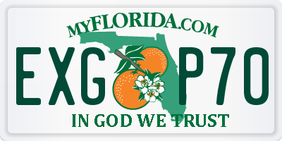 FL license plate EXGP70