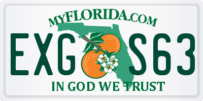 FL license plate EXGS63