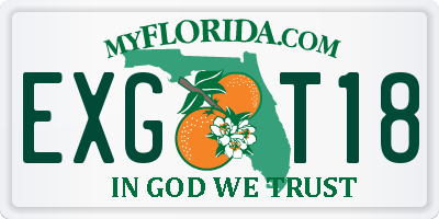 FL license plate EXGT18
