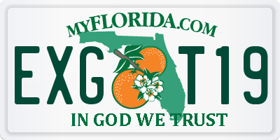 FL license plate EXGT19
