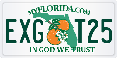 FL license plate EXGT25