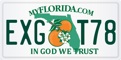 FL license plate EXGT78