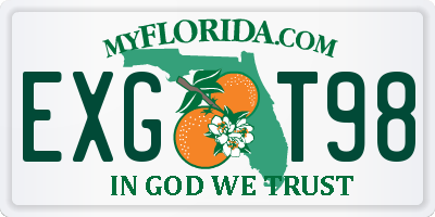 FL license plate EXGT98