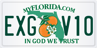 FL license plate EXGV10