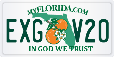 FL license plate EXGV20