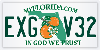 FL license plate EXGV32