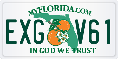 FL license plate EXGV61